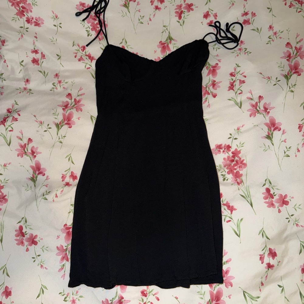 Wilfred Black Mini Dress with Spaghetti Straps